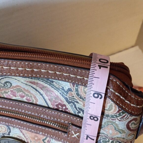 boc Born Concept Paisley Vinyl Crossbody Zipper Top bag Cottagecore Granny Chic - Picture 2 of 9